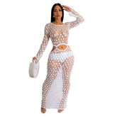 Robe de plage décontractée en tricot fait main avec découpes et sequins